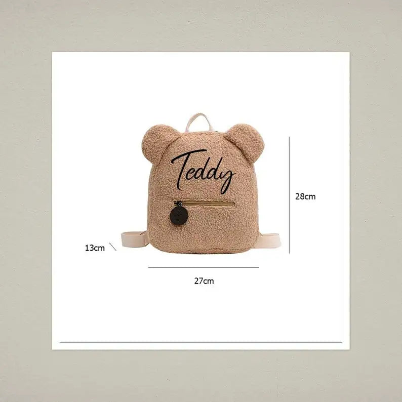 Personalized Toddler Backpack with Name - Lightweight Plush Bear Bag for Kids, Travel, School, and Gifts