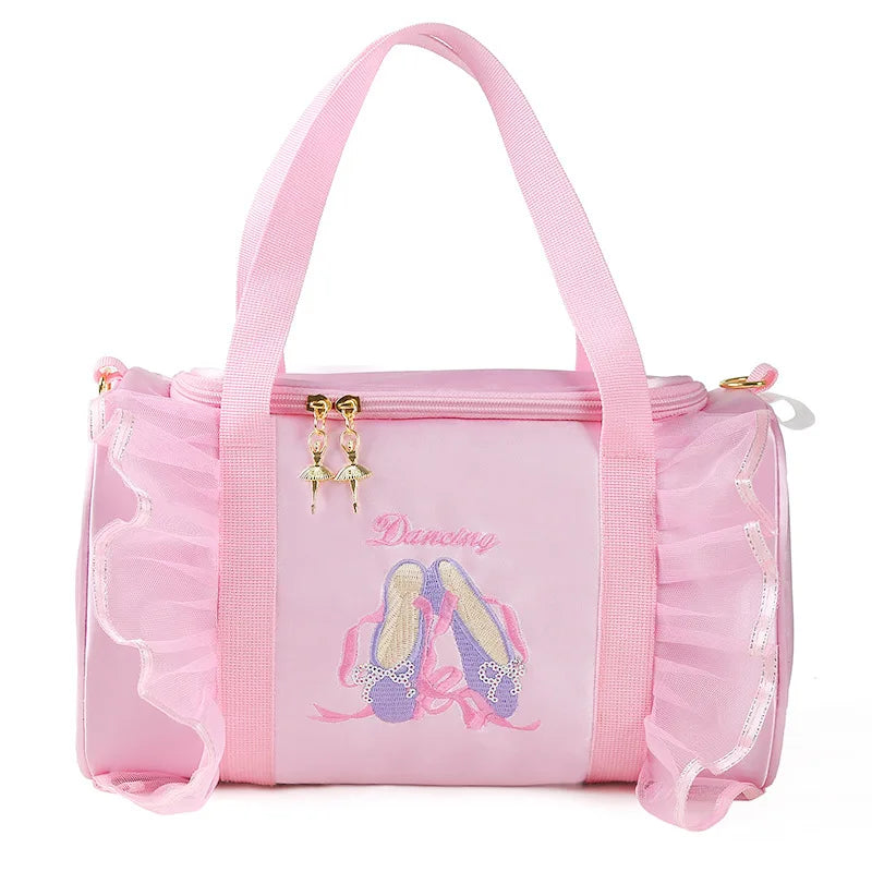 Personalized Kids Dance Bag for Girls Ballerina Bag Pink Lace Duffel for Ballet Class Crossbody Name Embroidery Ballet Handbag