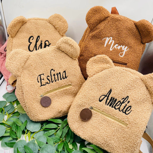 Personalized Toddler Backpack with Name - Lightweight Plush Bear Bag for Kids, Travel, School, and Gifts