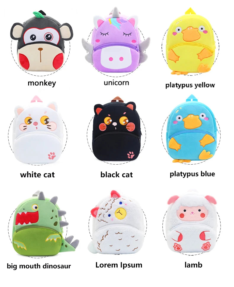 Cartoon Plush Animal Backpack for Kids - Cute School Bag for Boys & Girls, Perfect for Outings & Leisure