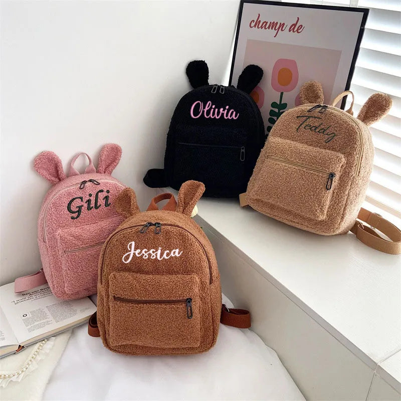 Personalized Toddler Backpack with Name - Lightweight Plush Bear Bag for Kids, Travel, School, and Gifts