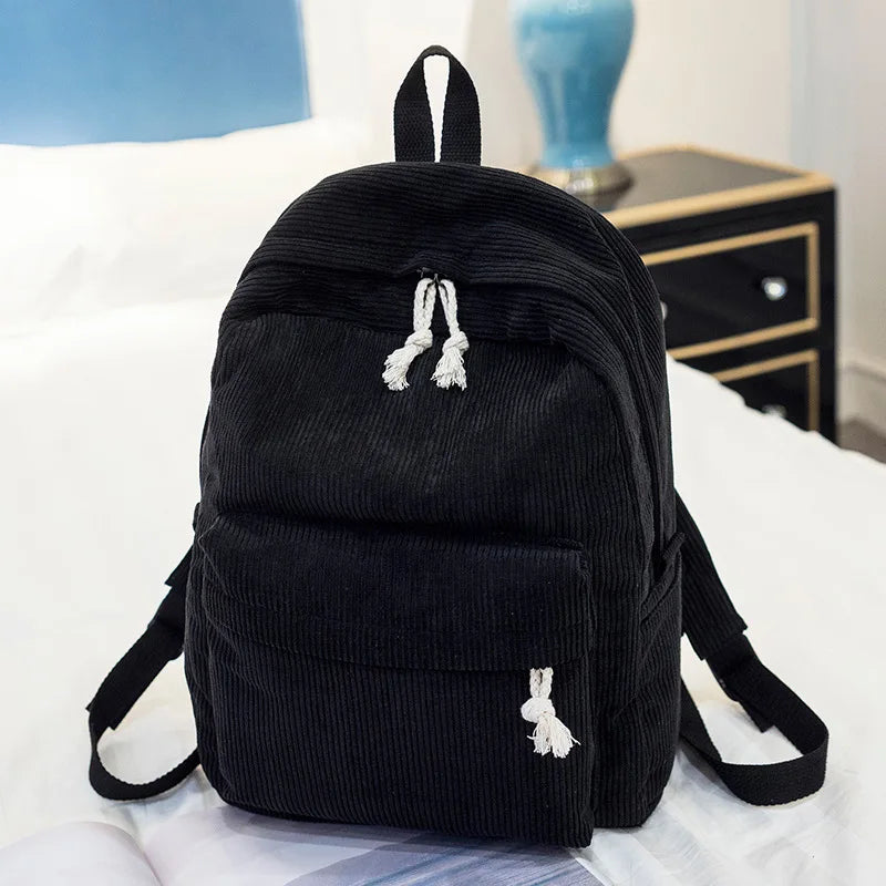 Embroidered Corduroy School Bag with Name